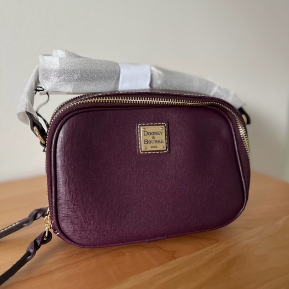 NWT Dooney & Bourke Saffiano Leather Sawyer Crossbody Bag • Plum Wine - Picture 7 of 15